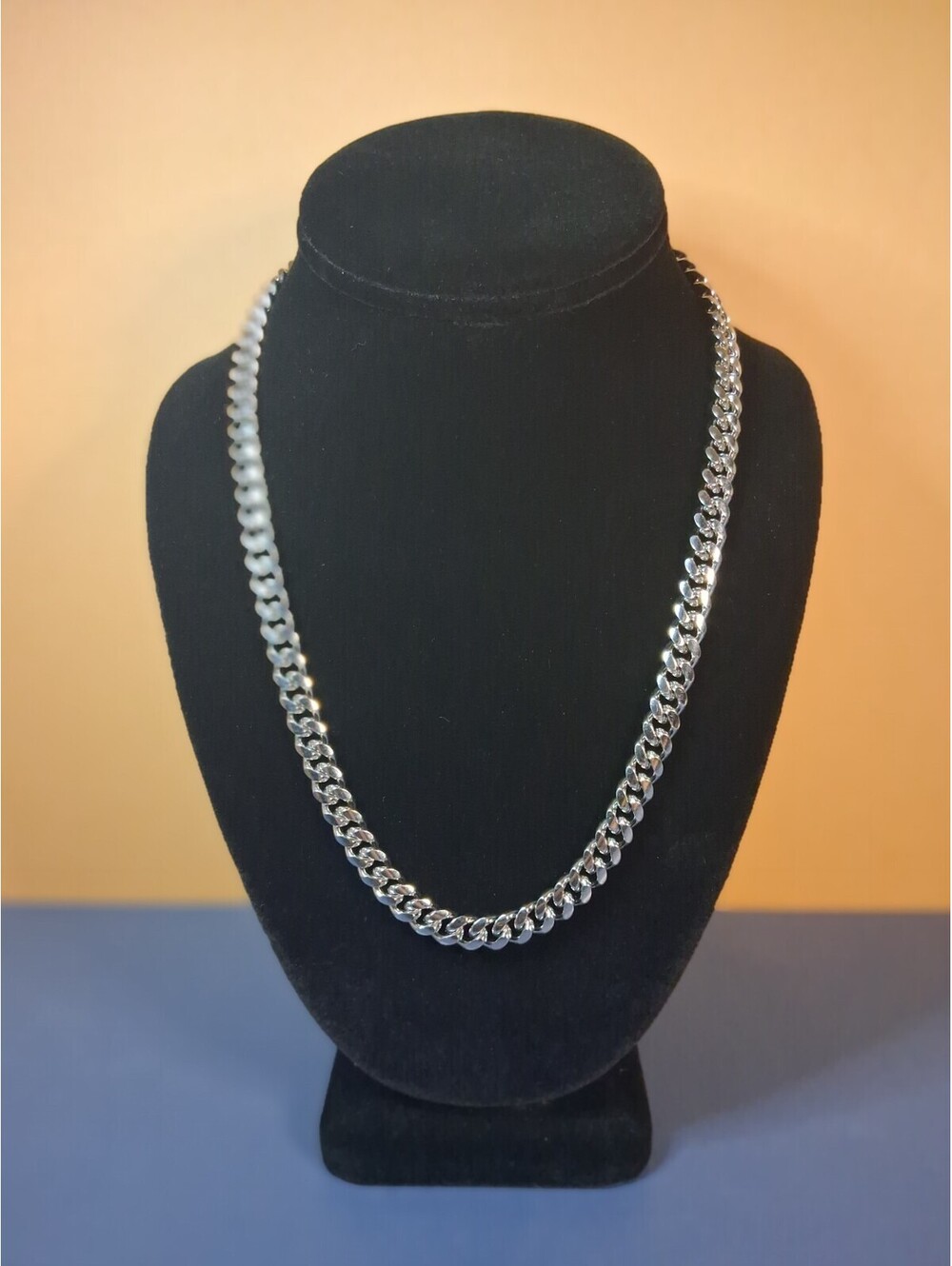 NWOT 19" 8mm Men's Stainless Steel Curbed Cuban Link Chain Necklace NEW